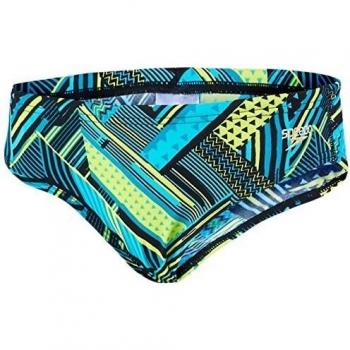 Speedo Boy 's wavaweave Allover Brief – Negro/Bali Blue, tamaño 26/6,5 cm