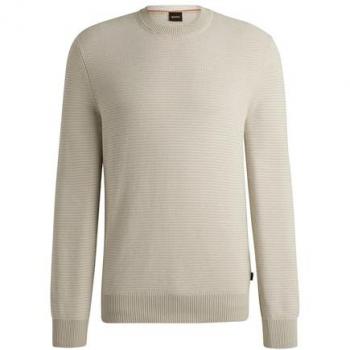 Jersey de hombre BOSS Amercury beige con cuello redondo, talla XXL
