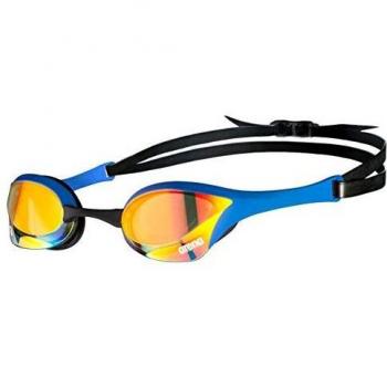 Arena Cobra Ultra Swipe Mirror Swimming Goggles - Yellow Copper/Blue, Unisex, Anti-Fog, UV Protection