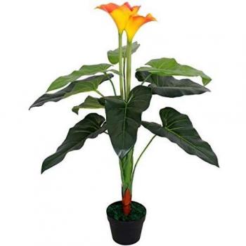 vidaXL Planta cala lilly artificial con maceta 85 cm roja y amarilla