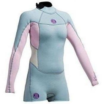Gul Womens Surflite 2mm Flatlock SDL T2 Springsuit - Acid Blue/Pink 10