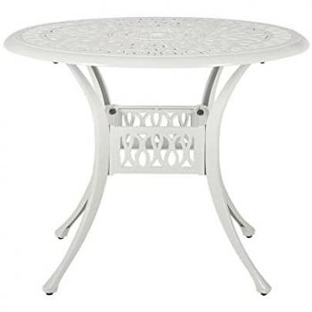 Mesa de Comedor de Jardín Redonda Vintage de Aluminio Blanco Ø 90 cm Ancona