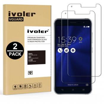 [2 Unidades] Asus Zenfone 3 ZE520KL 5.2 '' Protector de Pantalla, iVoler [0.3mm Dureza 9H] Protector de Pantalla de Vidrio Templado Cristal Protector para Asus Zenfone 3 ZE520KL 5.2 '' -Dureza de Grado 9H, Espesor 0,30 mm, 2.5D Round Edge-[Ultra-trasparen