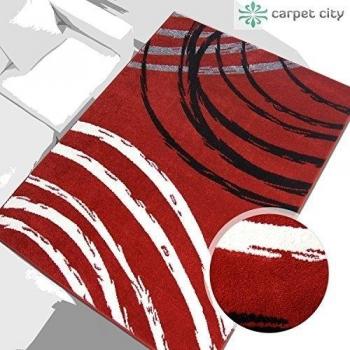 Â -Â Moderna alfombra cÃ­rculos arco rojo crema negro Ãko Tex Varios. tamaÃ±os, polipropileno, Rot Creme Schwarz, 240 cm_x_340 cm