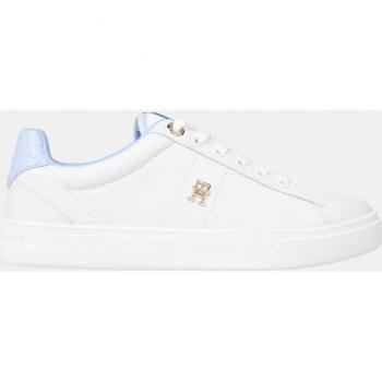 Tommy Hilfiger Women's Elevated Essent Low-Top Leather Sneakers Monogram White Size 40