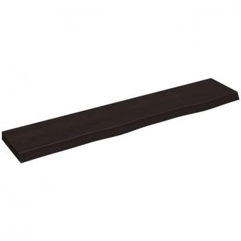 Estante de pared de madera de roble tratada 100x20x4 cm en color natural, marrón claro y marrón oscuro, mueble de almacenaje para oficina, estudio y dormitorio