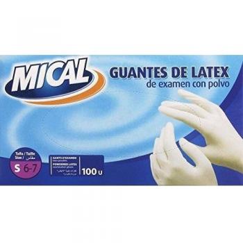 Mical - Guantes de latex de examen con polvo - talla S/6-7, 100 piezas