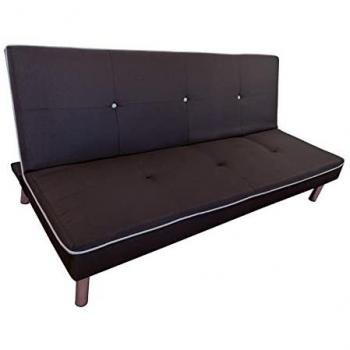 Sofá Cama Salduero 3 Plazas Color Marrón - Sillón Cama con Apertura Click Clack, Tapizado en Tela y Diseño Moderno