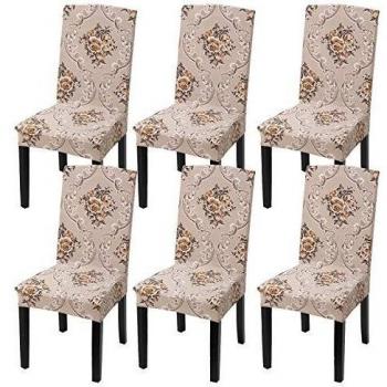 Fuloon Fundas Sillas de Comedor,Funda Sillas Comedor,Fundas para Sillas Respaldo Alto Ajustables Elasticas, Lavable, Anti Gatos, Protector de Sillas para Decoracion Cocinas