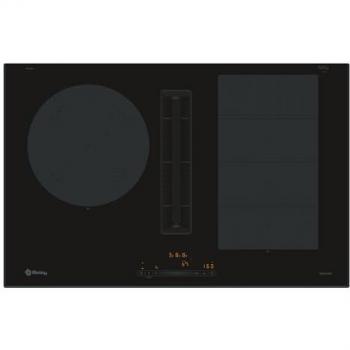 Placa de Inducción Balay con Extractor Integrado, 80 cm, 2 Zonas Flex, 11 Niveles, Zona de 28 cm, Recirculación, Color Negro