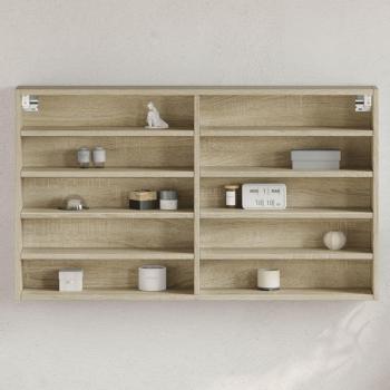 Gabinete de vitrina de roble Sonoma 100x15x58 cm madera multicapa