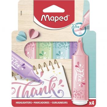 Rotulador Maped Fluorescente Pastel Flex Blister de 4 Unidades Colores Surtidos
