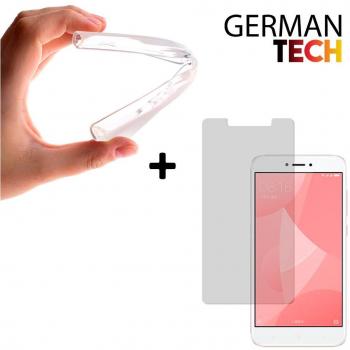 Funda Carcasa Gel FLexible TPU transparente para Xiaomi Redmi 4x + Protector de Pantalla Cristal Vidrio Templado Premium {Magic Pack German Tech®}