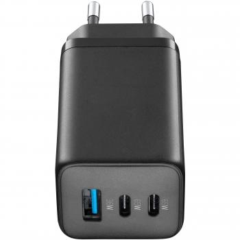 Cargador USB C Multipower Micro 65W GaN 3 Puertos PD Negro