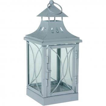 PAME 29650 - Farol de metal, 25 x 11 x 11 cm, color blanco