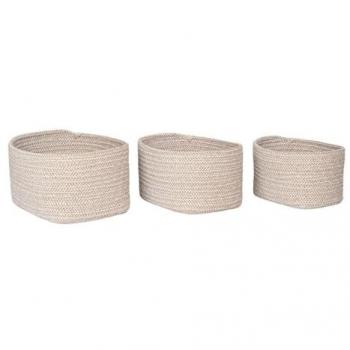 Juego de 3 Cestas de Almacenaje Cadima, Algodón, Beige, 23x18x13 cm