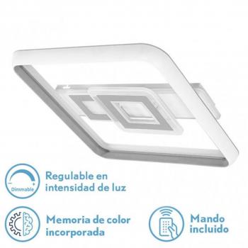 Plafón LED 80w Sucre Blanco/gris 7x51x51 Cm 7600lm con regulador de intensidad