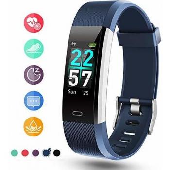 Glymnis Pulsera de Actividad Inteligente Pulsera Deportiva Impermeable IP68 con Pantalla Color 14 Modos Deportivos Monitor Rítmo Cardíaco Conexión GPS Reloj Deportivo Hombre Mujer iOS y Android Azul