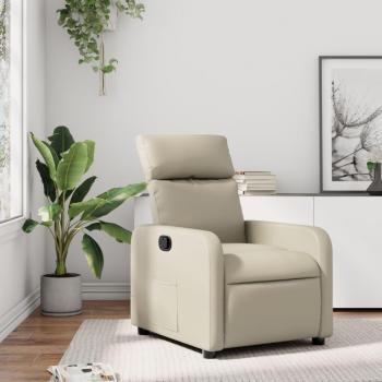 Silla reclinable de cuero sintético crema Vidaxl