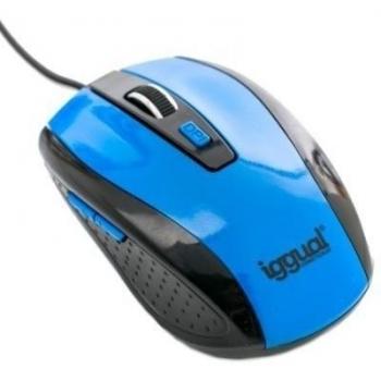 Iggual PSI09087 - Ratón inalámbrico, 2.4 GHz, 1200 dpi, scroll + 3 botones, color azul y negro