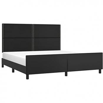Estructura de cama con cabecero cuero sintético negro 180x200cm