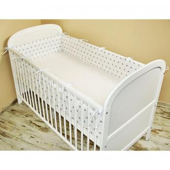 Cuna Nest – Protector de cabeza cuna 420 x 30 cm, 360 x 30 cm, 180 x 30 cm Cama Cuna Baby Protector de bordes cama Equipamiento estrellas blanco