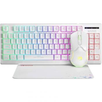 Pack Gaming Marvo CM310 WH SP con Teclado y Ratón Blanco LED RGB 800-3200 Dpi