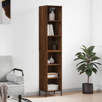 Aparador Alto de Madera Multicapa Marrón 34,5x32,5x180 cm con 3 Estantes y Cajón para Almacenaje Moderno