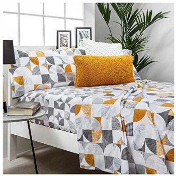 Juego de Sábanas Carnaby Gris Algodón 50% y Poliéster 50% para Cama de 180 cm - Incluye Sábana Encimera, Sábana Bajera Ajustable y Fundas de Alm