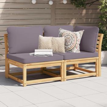 2-Piece Acacia Wood Garden Lounge Set with Cushions