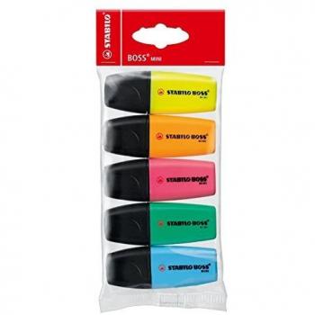 Stabilo Boss Mini - Marcadores, multicolor, pack de 5 unidades