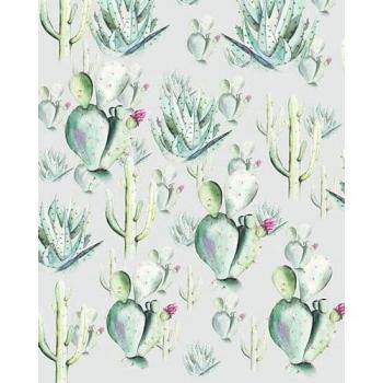 Papel pintado no tejido Komar, tamaño 200 x 250 cm, diseño cactus gris, ancho de 100 cm