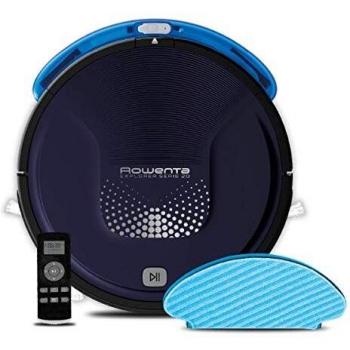 Rowenta RR6871WH Smart Force Explorer Aqua - Robot aspirador 2 en 1, aspira y friega, con sensores anticaída, bateria ion-litio de 150 minutos de autonomía, incluye mando a distancia y base de carga