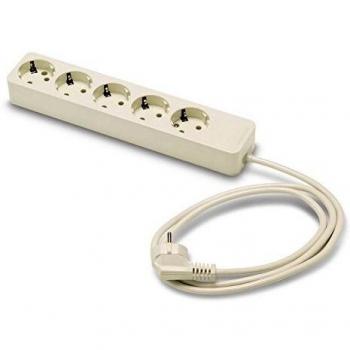Famatel 2605 Regleta de 5 Cable de 1,5 m | hasta 3680W | 16A | 250V | Protección Infantil | Orientación Tomas a 45o | Evita consumos Fantasma | Blanco