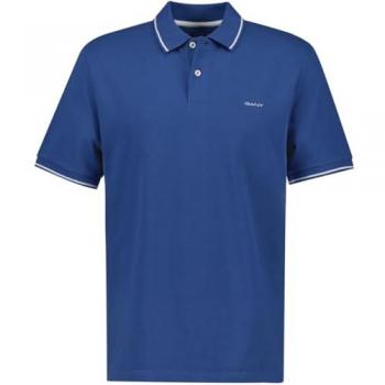 Polo de Piqué para Hombre GANT con Ribete Azul, Manga Corta, Talla L