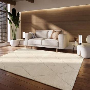 Alfombra Salon De Habitacion Pelo Corto Geometrico Motivo Nordica Moderna 3D Beige 160x230 cm - Paco Home