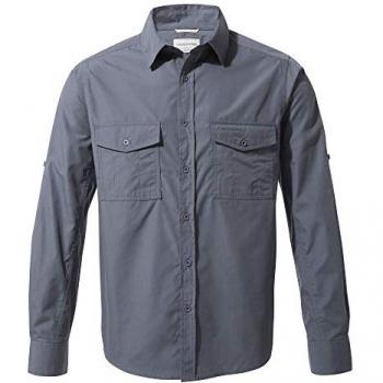 Craghoppers Kiwi Long Sleeve Hiking Shirt - NosiDefense Cotton Blend, Ombre Blue, 3XL
