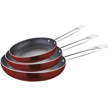CLAVELES Juego de 3 piezas Sartén de aluminio prensado inducción antiadherente con gran resistencia, rendimiento y durabilidad