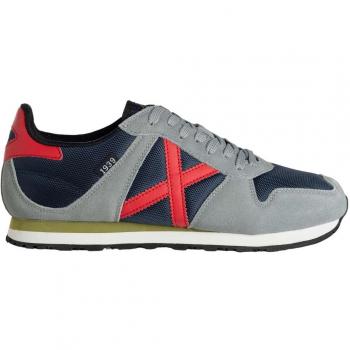 Munich Massana 523 Men's Sneakers - Grey/Dark Blue/Red, Size 41