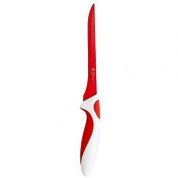 Bergner Cuchillo deshuesador con Recubrimiento cerámico, 16,5 cm, Color Blanco y Rojo, Acero Inoxidable