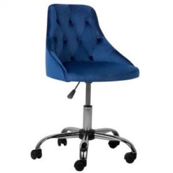 Silla de oficina giratoria ajustable de terciopelo azul marino y negro Parrish