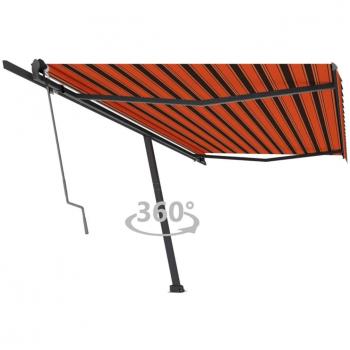 Toldo de pie automático naranja y marrón 500x300 cm
