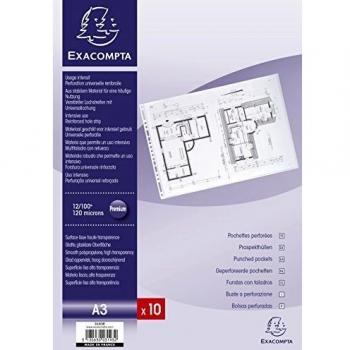 Exacompta 3193E - Bolsa de 10 fundas con multitaladros, A3