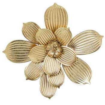 Decoración de Pared Dorado Metal Flor 40 x 39 x 4 cm