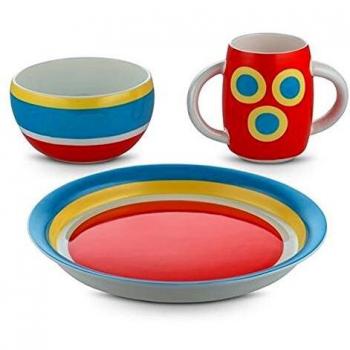 Alessi Alessini-con-centrici Set De Vajilla para Niños, Bone China, Multicolor