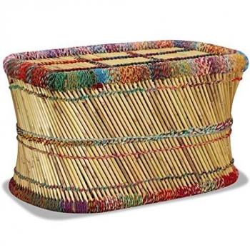 vidaXL Mesa Centro Bambú Chindi Multicolor Mesita Mesilla Auxiliar Mueble Sala