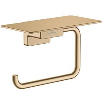 Soporte para papel higiénico con estante de metal en bronce cepillado - Hansgrohe AddStoris