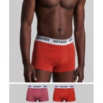 Superdry Men's Organic Cotton Boxer Briefs - Pack of 2 Red/Orange