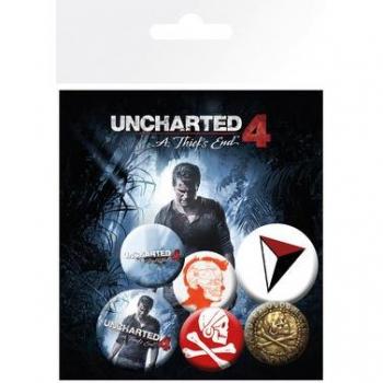 Otros Fabricantes GB Eye, Uncharted 4, Mix, Pack de Chapas, Metal, Multi, Unico