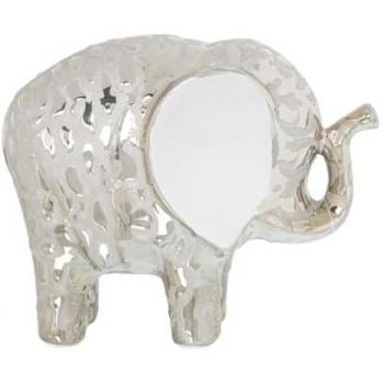 Figura Decorativa Elefante Cerámica Blanco Dorado 17 x 8 x 13 cm Alexandra House Living